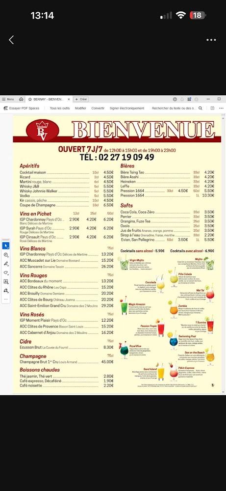 Bienvenue - Menu Image 1